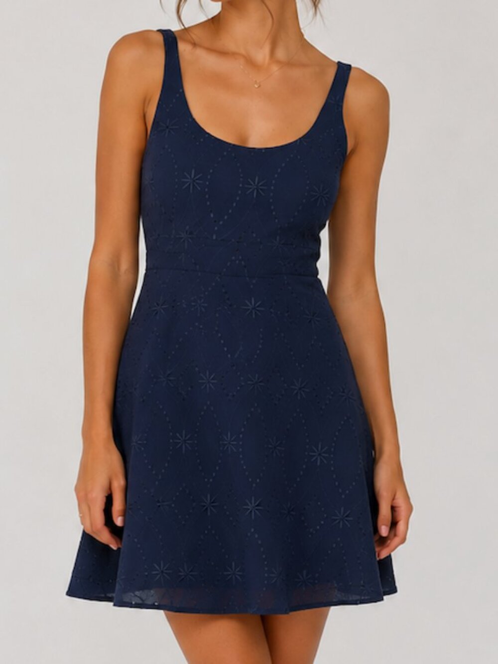 Vintage Women's Navy and Blue Dress